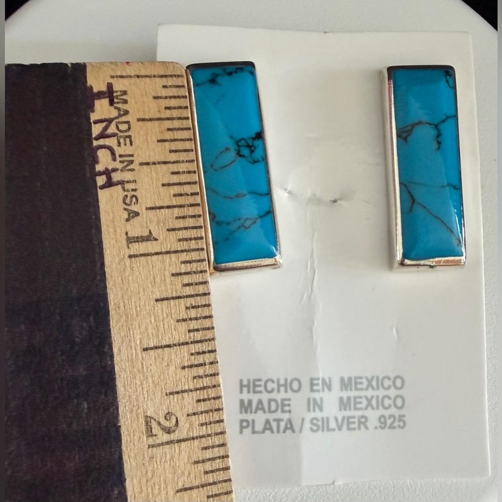 Sterling Silver 925 Rectangular Earrings. - image 3